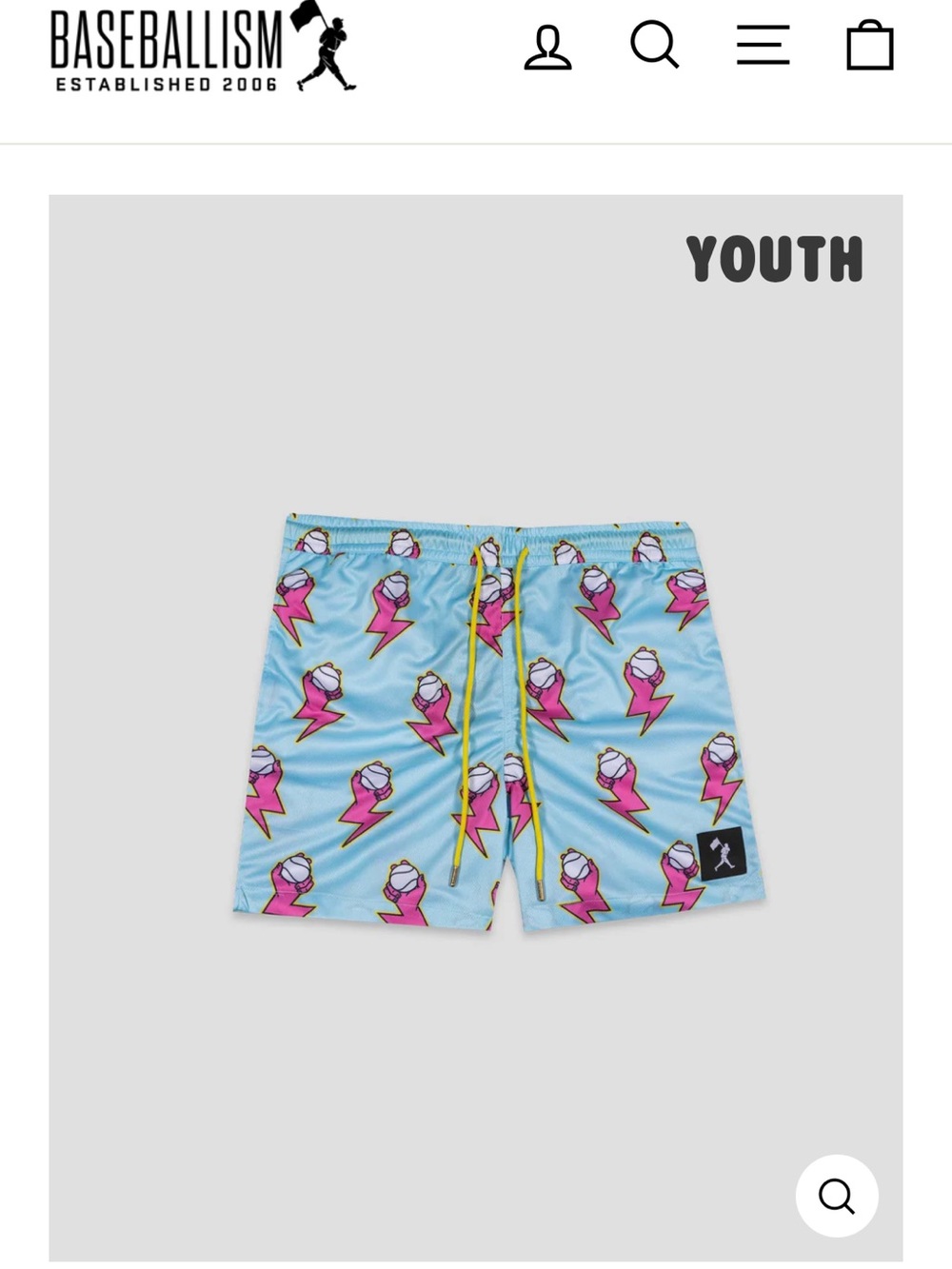 Electric arms diamond air youth shorts